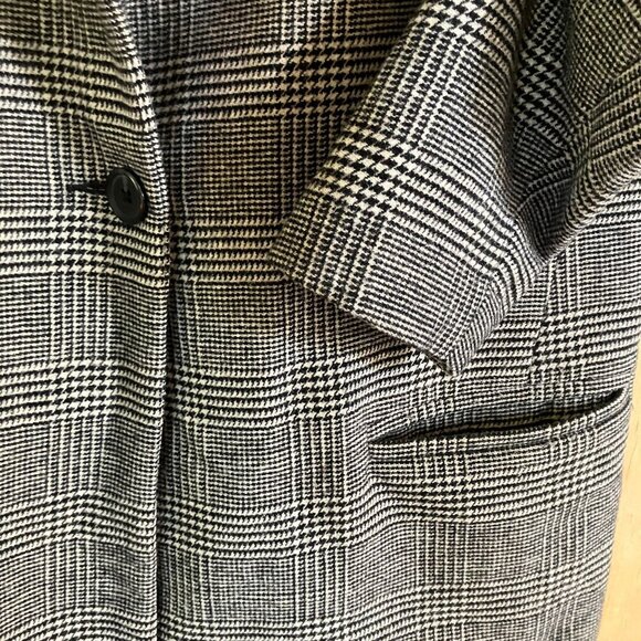 Levi's Women Houndstooth Cocoon Long Wool Blazer Jacket Size Medium Black FA EXC - Picture 5 of 12